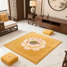 Tapete de cristal Lotus, tapete de meditação, tapete para quarto, sala quadrada, sala de estar em estilo chinês, tridime