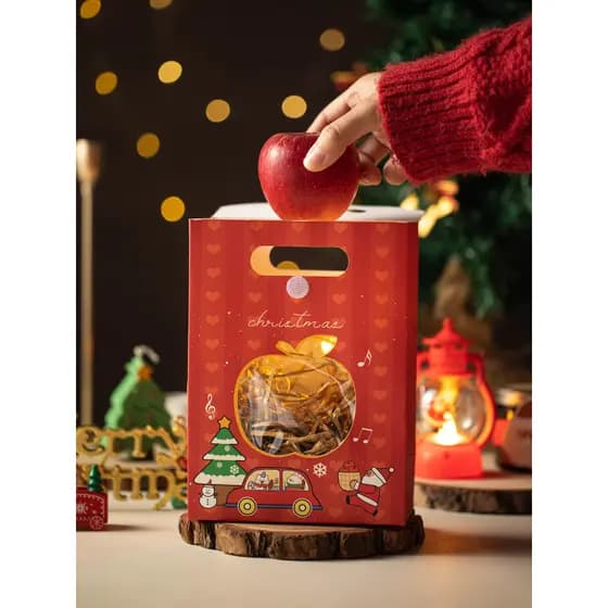 Véspera de natal maçã saco de embalagem de natal janela auto-sustentável saco dos desenhos animados criativo portátil le
