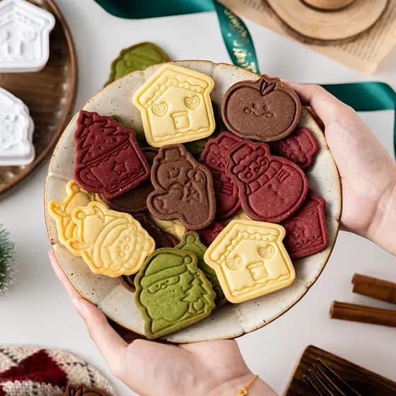 Molde de biscoito de natal prensado à mão criativo casa de gengibre boneco de neve forma de desenho animado ferramenta d
