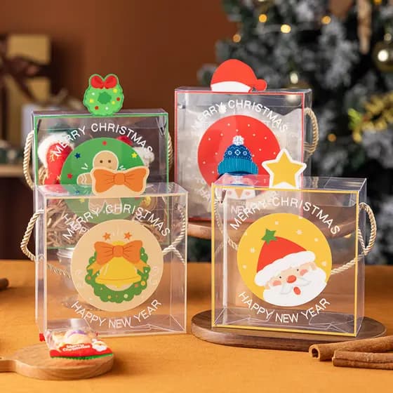 Caixa de presente de natal caixa vazia cozimento floco de neve crocante biscoito caixa de presente portátil transparente