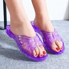 Novo banheiro chinelos de plástico exterior Wear verão cristal sapatos senhoras antiderrapante transparente desodorante