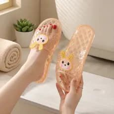 Chinelos de cristal estilo princesa de alto valor feminino Casual All-match estilo ocidental transparente casa ao ar liv
