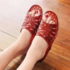 Chinelos de banheiro cristal geléia casal plástico antiderrapante interior casa masculino feminino mãe salto plano ao ar
