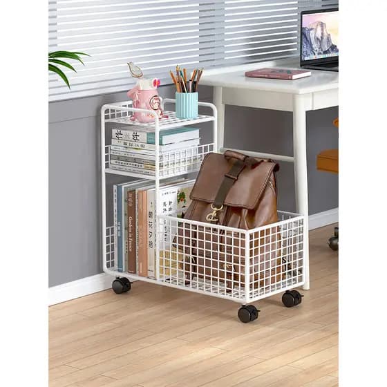 Sob a prateleira da mesa estante arquivo armário de armazenamento mesa saco escolar carrinho sob a mesa estante removíve