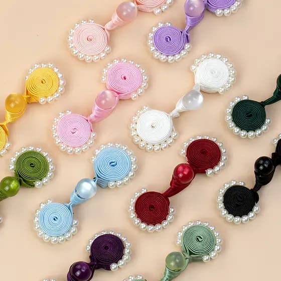 Botão de cheongsam com contas de jade, botão em forma de girassol, botão de pérola artesanal Hanfu, botão decorativo AFZ