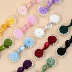 Botão de cheongsam com contas de jade, botão em forma de girassol, botão de pérola artesanal Hanfu, botão decorativo AFZ