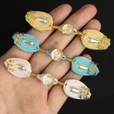 Botão de cheongsam com contas de folha de ouro em formato de tulipa, novo botão acessório de estilo chinês, tecido à mão