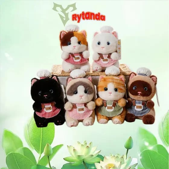 Rytanda Travesseiro De Gato De Café Fofo Boneca Animal Macio Brinquedo De Pelúcia Para Criança Menino Menina Dormir Bebê