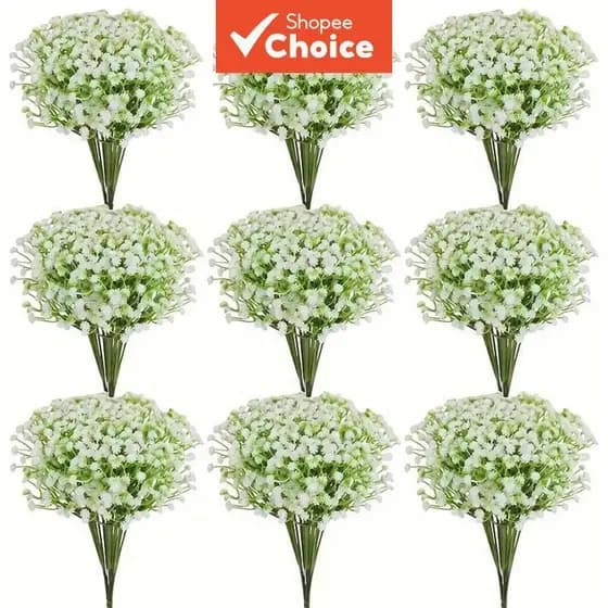 30 flores artificiais brancas com toque realista, adequadas para decorações de casamentos e festas.