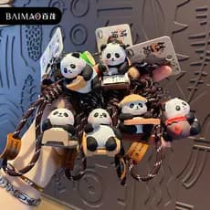Chaveiro Panda Baimao Estilo Chinês Original Oito Elegâncias, Chaveiro de Resina Fofo e Exquisito, Pingente para Bolsa A