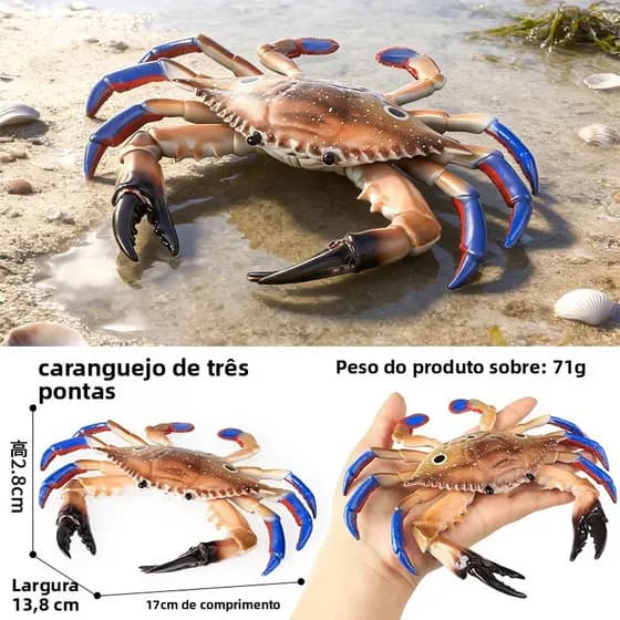 Brinquedos de Animais Simulados para Crianças: Caranguejo Grande, Caranguejo de Três Olhos, Modelo de Vida Marinha, Kala