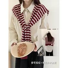 2025 outono inverno novo estilo Encore lã vermelha listrado xale high-end combinando ombro All-Match high-end F