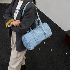 Novo japonês Denim bolsa de ombro moda simples sacola Cross-Border saco do mensageiro Boston balde saco feminino