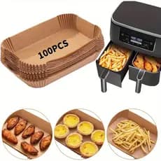 Forro De Papel Descartável Para Fritadeira De Ar , Forros De Pergaminho De Qualidade Alimentar De 100 Unidades , Duplo N