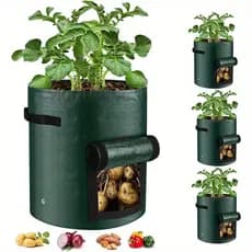 Sacos De Cultivo De 4 Galões , Potes De Tecido PE Duráveis Com Aba E Alças , Plantador Verde Ba