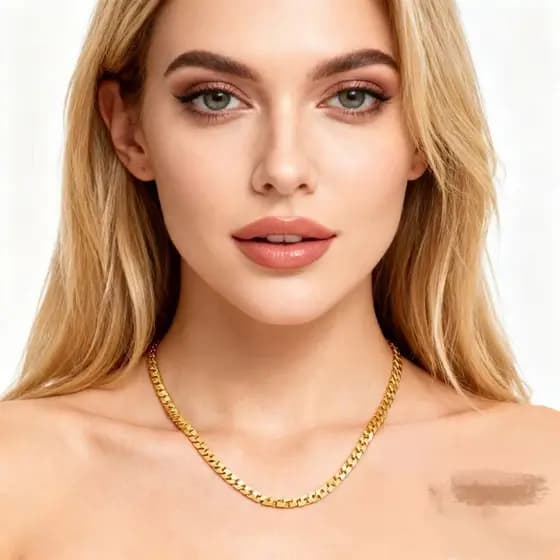 Colar em aço inoxidável 18K, simples e versátil, elegante e sofisticado.