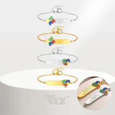 Pulseira Infantil Personalizada com Gravação de Conscientização sobre Autismo da Vnox, Placa de Nome em Aço Inoxidável,
