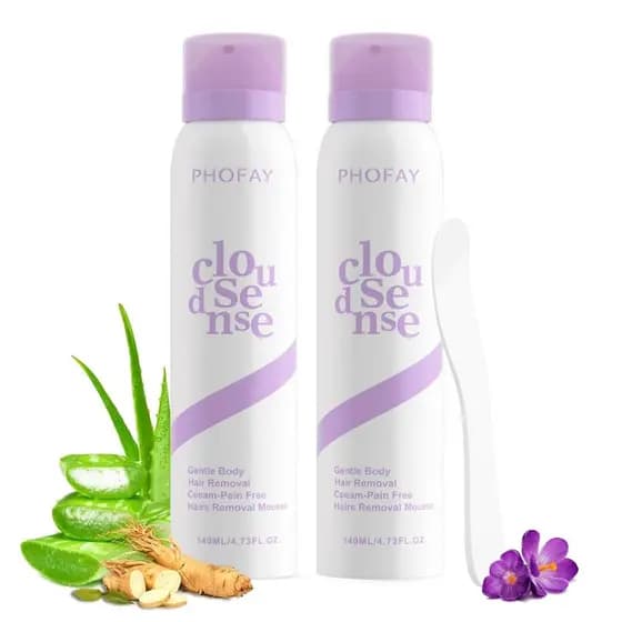 PHOFAY Removedor de Pelos para Mulheres e Homens com Pele Sensível – Ação Rápida, com Aloe e Ácido Hialurônico, Spray De