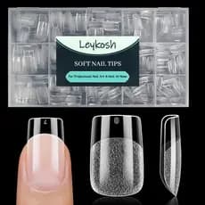 Unhas Postiças Curtas Quadradas Leykosh - 15 Tamanhos, 330 Peças, Unhas de Gel Macio, Cobertura Total Semi-Mate, Unhas A