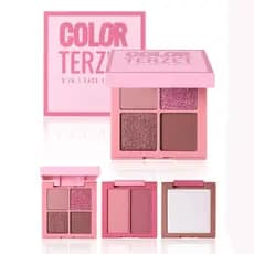 Paleta de Maquiagem Multifuncional 3 em 1, Inclui Iluminador, Blush e Sombra, Altamente Pigmentada, Fórmula de Longa Dur