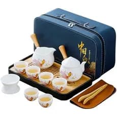 Conjunto De Chá Chinês Tradicional , Kung Fu Para Adultos Gaiwan Com 6 Xícaras (QLJS Gaiwan6)
