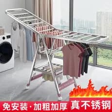 Varal de roupas dobrável de aço inoxidável para uso interno, ideal para varanda, roupas de bebê e secagem de edredons.