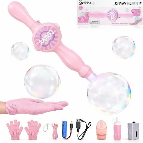 Varinha de Bolhas de Névoa Elástica Recarregável, Máquina de Bolhas de Névoa para Crianças, Brinquedo Interativo STEM, S