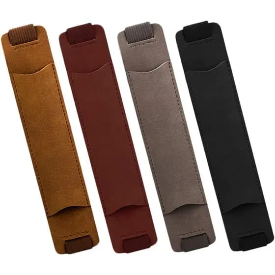 Conjunto de 4 capas de couro para canetas, com alça elástica ajustável, adequado para cadernos, agendas, diários e bloco