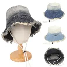 Chapéu De Pescador Jeans Feminino Lavado Com Babados Cor Gradiente Aba Grande Bacia Vintage Moda All-match Sol À Prova D