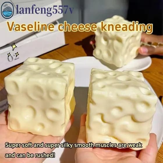 Pinça De Queijo LANFENG , Cubo Espremido Realista Super Macio , Brinquedo Amarelo/Rosa Sem Rebote