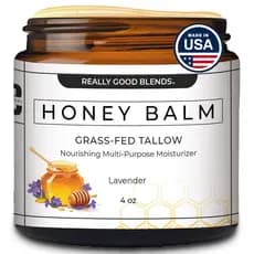 ReallyGoodBlends-Bálsamo de Sebo e Mel, Tamanho XL, Manteiga Corporal Orgânica, Sebo de Carneiro Alimentado a Pasto para