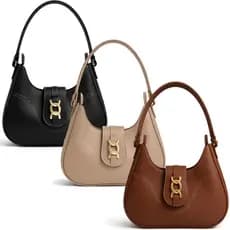 Kit 3 Bolsa Feminina Meia Lua Tote De Ombro Pequena Couro Sintético Sofisticada Lançamento Barata