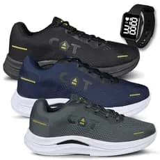 Kit 3 Tênis Masculino Catboots High Esporte Várias Cores Lançamento + Relógio Led