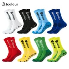 Kit 3 Pares Meias Esportivas Jcolour Antiderrapantes de Silicone - Ideal para Futebol, Corrida