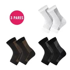 Kit 3 Pares Meias de Compressão Tornozelo Jcolour - Alívio para Dor no Pé e Circulação