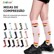 KIT 3 Pares Meias de compressão flores Meias altas Estressar a panturrilha ar livre Secagem rápida