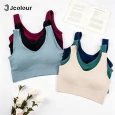 Jcolour Kit 2 Sutiã sem pescoço feminino decotado sutiã esportes para fitness ioga corrida