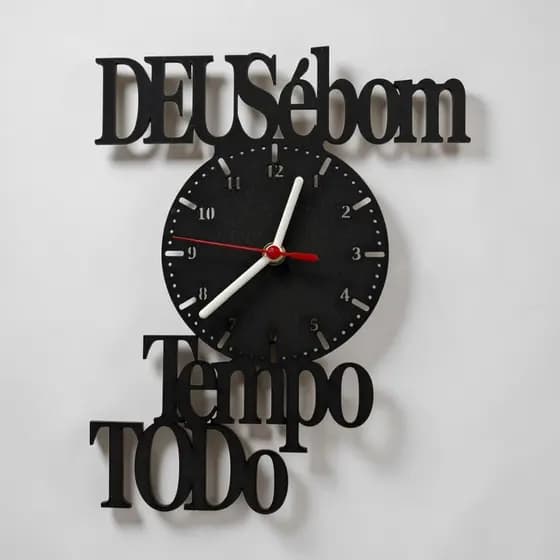 Relógio de Parede Decorativo em MDF Decoração Deus é Bom o Tempo Todo