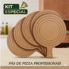Kit Pá de Pizza para Montagem em MDF 40cm Premium 4 em 1 Grande Media Pequena Broto Forno