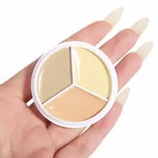 Kaely Corretivo Tri-Color em Pote - Corretivo de Cor para Olheiras e Manchas, Base de Cobertura Total e Paleta de Maquia
