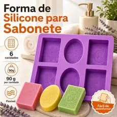 Formas de silicone ovais e retangulares de 90g para sabonete com lindos padrões with 6 Cavities Soap