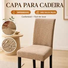 Kit 2/4 Capas De Cadeira  Kit 2/4 Peças Jacquard Suede para Cadeiras Elástica  Impermeável Lavável