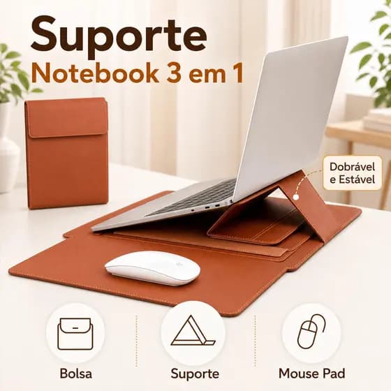 Suporte para Notebook 3 em 1 Capa Bolsa Notebook Couro PU  MacBook Air/Pro M2 13.6 13 14 15 16" com