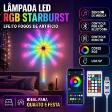 Lâmpada LED RGB Bluetooth Sensor de Música Efeito Fogos Starburst Luz Decorativa Para Quarto Festa Ambiente