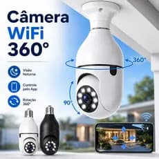 Câmera WiFi 360 Lâmpada Câmera de segurança Full HD Visão Noturna a Prova D'água sem fio com app Yilot