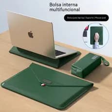 Mochila para notebook de alta qualidade, couro, 13 a 16 polegadas, com suporte e bolsa para carregador