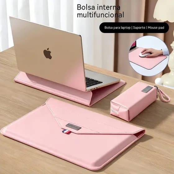 Mochila para notebook de alta qualidade, couro, 13 a 16 polegadas, com suporte e bolsa para carregador