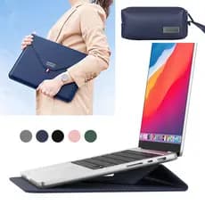 Mochila para notebook de alta qualidade, couro, 13 a 16 polegadas, com suporte e bolsa para carregador