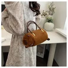 Nova Bolsa de Pelúcia Fofa de Capivara para Outono e Inverno, Bolsa Transversal Rad, Bolsa de Mão Fofa