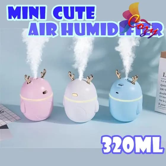 Umidificador de Ar Mini Fofo de 320ML, Purificador, Difusor, Aromatizador, Gerador de Névoa Fria para Casa/Escritório